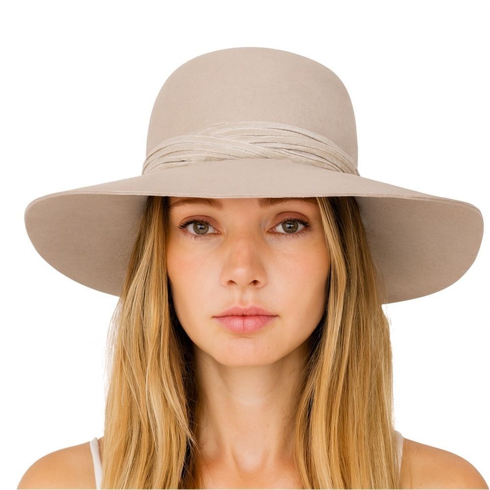 Universal Thread Elegant Beige Wide-Brim Wool Hat